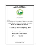 Nghiên cứu xây dựng mô hình bãi lọc ngầm trồng cây xử lý nước thải sinh hoạt tại xã Đồng Liên  huyện Phú Bình  tỉnh Thái Nguyên.