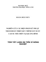 Nghiên cứu các biện pháp kỹ thuật nhằm hoàn thiện quy trình sản xuất cao su tiểu điền tại Quảng Bình