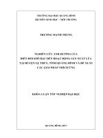 Nghiên cứu ảnh hưởng của biến đổi khí hậu đến hoạt động sản xuất lúa tại huyện Lệ Thuỷ tỉnh Quảng Bình và đề xuất các giải pháp thích ứng (Khóa luận tốt nghiệp)