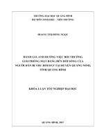 Đánh giá ảnh hưởng việc bồi thường giải phóng mặt bằng đến đời sống của người dân bị thu hồi đất tại huyện Quảng Ninh, tỉnh Quảng Bình (Khóa luận tốt nghiệp)