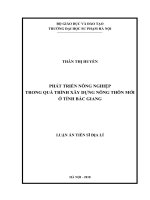 Phát triển nông nghiệp trong quá trình xây dựng nông thôn mới ở tỉnh Bắc Giang