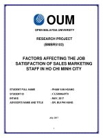 Factors affecting the job satisfaction of sales marketing staff in ho chi minh city 