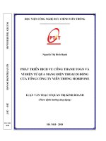 Phát triển dịch vụ cổng thanh toán và ví điện tử qua mạng điện thoại di động của Tổng công ty Viễn thông Mobifone (Luận văn thạc sĩ)