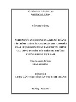 Nghiên cứu ảnh hưởng của khủng hoảng tài chính toàn cầu giai đoạn 2008 – 2009 đến chất lượng kiểm toán báo cáo tài chính các công ty niêm yết trên thị trường chứng khoán việt nam (tt) 