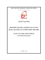 Khai phá tập mục lợi ích cao và ứng dụng tại công ty cổ phần siêu thị VHSC (Luận văn thạc sĩ)