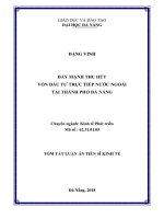 Đẩy mạnh thu hút vốn đầu tư trực tiếp nước ngoài tại thành phố đà nẵng (tt) 