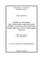 Nghiên cứu hành động quản trị lợi nhuận khi phát hành cổ phiếu lần đầu ra công chúng (IPO) trường hợp tổng công ty hàng không việt nam (tt) 