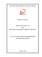 Quản lý dự án đầu tư tại Học viện YDược học Cổ truyền Việt Nam (Luận văn thạc sĩ)