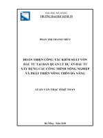 Hoàn thiện công tác kiểm soát vốn đầu tư tại Ban  Quản lý dự án đầu tư xây dựng các công trình nông nghiệp và phát  triển nông thôn Đà Nẵng