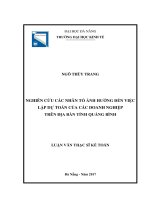 Nghiên cứu các nhân tố ảnh hưởng đến việc lập dự toán tại các  doanh nghiệp trên địa bàn tỉnh Quảng Bình