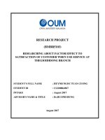 Researching about factor effect to satisfaction of customer when use service at thegioididong branch 