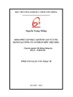 Khai phá tập mục lợi ích cao và ứng dụng tại công ty cổ phần siêu thị VHSC (tt)