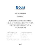 Researching about satisfactory level of customers about the water supplying service in district 1, ho chi minh city 