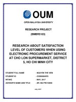 Research about satisfaction level of customers when using electronic procurement service at cho lon supermarket, district 5, ho chi minh city 