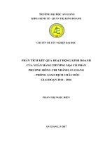 Phân tích kết quả hoạt động kinh doanh của Ngân hàng Thương mại Cổ phần Phương Đông Chi nhánh An Giang – phòng giao dịch Châu Đốc (Khóa luận tốt nghiệp)