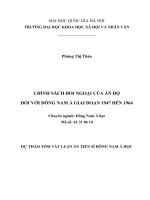 Chính sách đối ngoại của ấn độ đối với đông nam á giai đoạn 1947 đến 1964 (tt) 