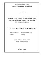 Nghiên cứu hệ thống trợ giúp quyết định trong tư vấn nghề nghiệp cho học sinh trung học phổ thông 