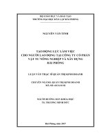 Tạo động lực làm việc cho người lao động tại Công ty Cổ phần Vật tư nông nghiệp và Xây dựng Hải Phòng (Luận văn thạc sĩ)