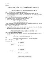 ĐỀ CƯƠNG ôn THI học kì II môn SINH học