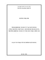 Thẩm đinh dự án đầu tư tại ngân hàng công thương Việt Nam – chi nhánh Thanh xuân, trường hợp dự án đầu tư nhà máy nhựa Phúc Hà