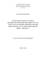 Tuyển chọn xây dựng và sử dụng hệ thống bài tập Hóa học phát triển năng lực tư duy sáng tạo cho học sinh trung học phổ thông (Chương Sắt và một số kim loại quan trọng – Hóa học 12)