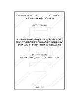 Hoàn thiện công tác quản lý dự án đầu tư xây dựng công trình sử dụng vốn ngân sách tại ban quản lý khu vực phát triển đô thị bắc ninh (tt) 