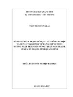 Đánh gái hiện trạng sử dụng đất nông nghiệp và đề xuất giải pháp sử dụng hợp lý theo hướng phát triển bền vững tại xã nam trạch, huyện bố trạch, tỉnh quảng bình 