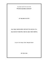 Dạy học khám phá chủ đề ứng dụng của đạo hàm ở trường Trung học phổ thông