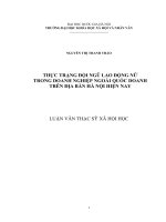 Thực trạng đội ngũ lao động nữ trong doanh nghiệp ngoài quốc doanh trên địa bàn Hà Nội hiện nay