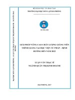Giải pháp nâng cao chất lượng giảng viên thỉnh giảng tại Học viện Tư pháp – Định hướng đến năm 2022 (Luận văn thạc sĩ)