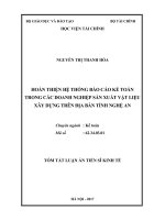 HOÀN THIỆN HỆ THỐNG BÁO CÁO KẾ TOÁN TRONG CÁC DOANH NGHIỆP SẢN XUẤT VẬT LIỆU XÂY DỰNG TRÊN ĐỊA BÀN TỈNH NGHỆ AN