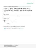 Phân tích yếu tố ảnh hưởng đến FDI của các tỉnh thành Việt Nam bằng mô hình kinh tế lượng không gian