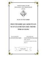 PHÂN TÍCH HIỆU QUẢ KINH TẾ SẢN XUẤT LÚA Ở HUYỆN CHÂU THÀNH - TỈNH AN GIANG