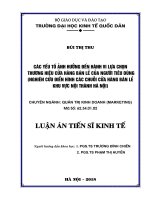 Các yếu tố ảnh hưởng đến hành vi lựa chọn thương hiệu cửa hàng bán lẻ của người tiêu dùng (nghiên cứu điển hình các chuỗi cửa hàng bán lẻ khu vực nội thành Hà Nội).