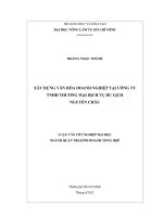 XÂY DỰNG VĂN HÓA DOANH NGHIỆP TẠI CÔNG TY TNHH THƯƠNG MẠI DỊCH VỤ DU LỊCH NGUYỄN CHÂU LUẬN VĂN TỐT NGHIỆP ĐẠI HỌC NGÀNH QUẢN TRỊ KINH DOANH TỔNG HỢP