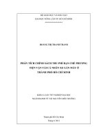 PHÂN TÍCH CHÍNH SÁCH THU PHÍ HẠN CHẾ PHƯƠNG TIỆN VẬN TẢI CÁ NHÂN XE GẮN MÁY Ở THÀNH PHỐ HỒ CHÍ MINH KHÓA LUẬN TỐT NGHIỆP ĐẠI HỌC NGÀNH KINH TẾ TÀI NGUYÊN MÔI TRƯỜNG