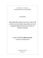 PHÂN TÍCH THỰC TRẠNG CUNG ỨNG VÀ QUẢN TRỊ NGUYÊN VẬT LIỆU TRONG HOẠT ĐỘNG SẢN XUẤT KINH DOANH ĐỒ GỖ NỘI THẤT TẠI CÔNG TY CỔ PHẦN NAM VIỆT