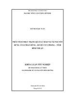 PHÂN TÍCH THỰC TRẠNG QUẢN LÝ BẢO VỆ TÀI NGUYÊN RỪNG Ở XÃ PHAN DŨNG  HUYỆN TUY PHONG – TỈNH BÌNH THUẬN KHÓA LUẬN TỐT NGHIỆP ĐỂ NHẬN BẰNG CỬ NHÂN NGÀNH KINH TẾ TÀI NGUYÊN MÔI TRƯỜNG
