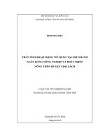 PHÂN TÍCH HOẠT ĐỘNG TÍN DỤNG TẠI CHI NHÁNH NGÂN HÀNG NÔNG NGHIỆP VÀ PHÁT TRIỂN NÔNG THÔN HUYỆN CHỢ LÁCH LUẬN VĂN TỐT NGHIỆP ĐẠI HỌC NGÀNH QUẢN TRỊ KINH DOANH TỔNG HỢP