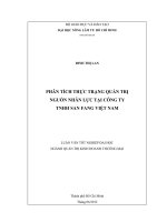 PHÂN TÍCH THỰC TRẠNG QUẢN TRỊ NGUỒN NHÂN LỰC TẠI CÔNG TY TNHH SAN FANG VIỆT NAM