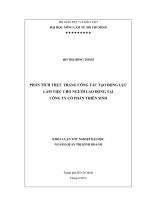 PHÂN TÍCH THỰC TRẠNG CÔNG TÁC TẠO ĐỘNG LỰC LÀM VIỆC CHO NGƯỜI LAO ĐỘNG TẠI CÔNG TY CỔ PHẦN THIÊN SINH KHÓA LUẬN TỐT NGHIỆP ĐẠI HỌC NGÀNH QUẢN TRỊ KINH DOANH