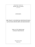 THỰC TRẠNG VÀ GIẢI PHÁP HẠN CHẾ RỦI RO TÍN DỤNG TẠI NGÂN HÀNG PHƯƠNG ĐÔNG CHI NHÁNH THỦ ĐỨC KHÓA LUẬN TỐT NGHIỆP ĐẠI HỌC NGÀNH QUẢN TRỊ KINH DOANH