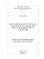 PHÂN TÍCH HIỆU QUẢ KINH TẾ CỦA VIỆC SỬ DỤNG MÁY NƯỚC NÓNG NĂNG LƯỢNG MẶT TRỜI TRONG CÁC HỘ GIA ĐÌNH QUẬN GÒ VẤP TP. HỒ CHÍ MINH KHÓA LUẬN TỐT NGHIỆP ĐẠI HỌC NGÀNH KINH TẾ TÀI NGUYÊN MÔI TRƯỜNG