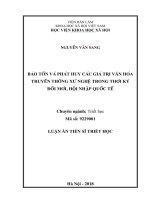Bảo tồn và phát huy các giá trị văn hóa truyền thống xứ Nghệ trong thời kỳ đổi mới, hội nhập quốc tế (Luận án tiến sĩ)