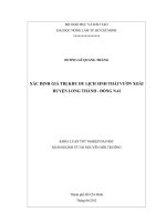 XÁC ĐỊNH GIÁ TRỊ KHU DU LỊCH SINH THÁI VƯỜN XOÀI HUYỆN LONG THÀNH  ĐỒNG NAI KHÓA LUẬN TỐT NGHIỆP ĐẠI HỌC NGÀNH KINH TẾ TÀI NGUYÊN MÔI TRƯỜNG