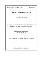 Quản lý nhà nước về xây dựng nông thôn mới ở huyện Bố Trạch, tỉnh Quảng Bình (tt)