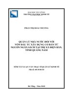 Quản lý nhà nước đối với vốn đầu tư xây dựng cơ bản từ nguồn ngân sách tại (tt) 