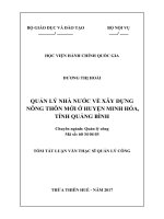 Quản lý nhà nước về xây dựng nông thôn mới ở huyện Minh Hóa, tỉnh Quảng Bình (tt)