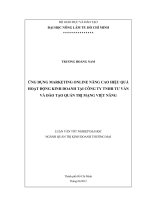 ỨNG DỤNG MARKETING ONLINE NÂNG CAO HIỆU QUẢ HOẠT ĐỘNG KINH DOANH TẠI CÔNG TY TNHH TƯ VẤN VÀ ĐÀO TẠO QUẢN TRỊ MẠNG VIỆT NĂNG