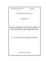 QUẢN LÝ CHI ĐẦU TƯ XÂY DỰNG CƠ BẢN TỪ NGÂN SÁCH NHÀ NƯỚC TẠI ĐẠI HỌC HUẾ (Luận văn thạc sĩ)